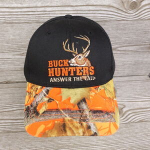 BUCK HUNTERS ANSWER THE CALL BLACK CAMO BASEBALL HAT CAP